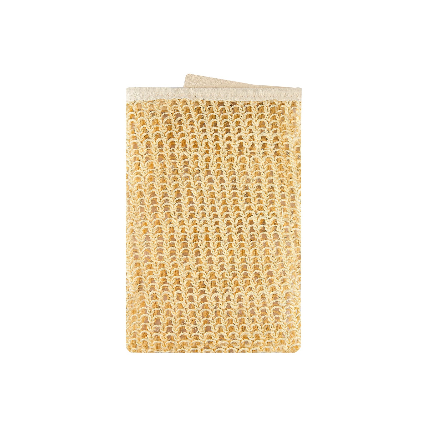 Beige woven mat on a white background