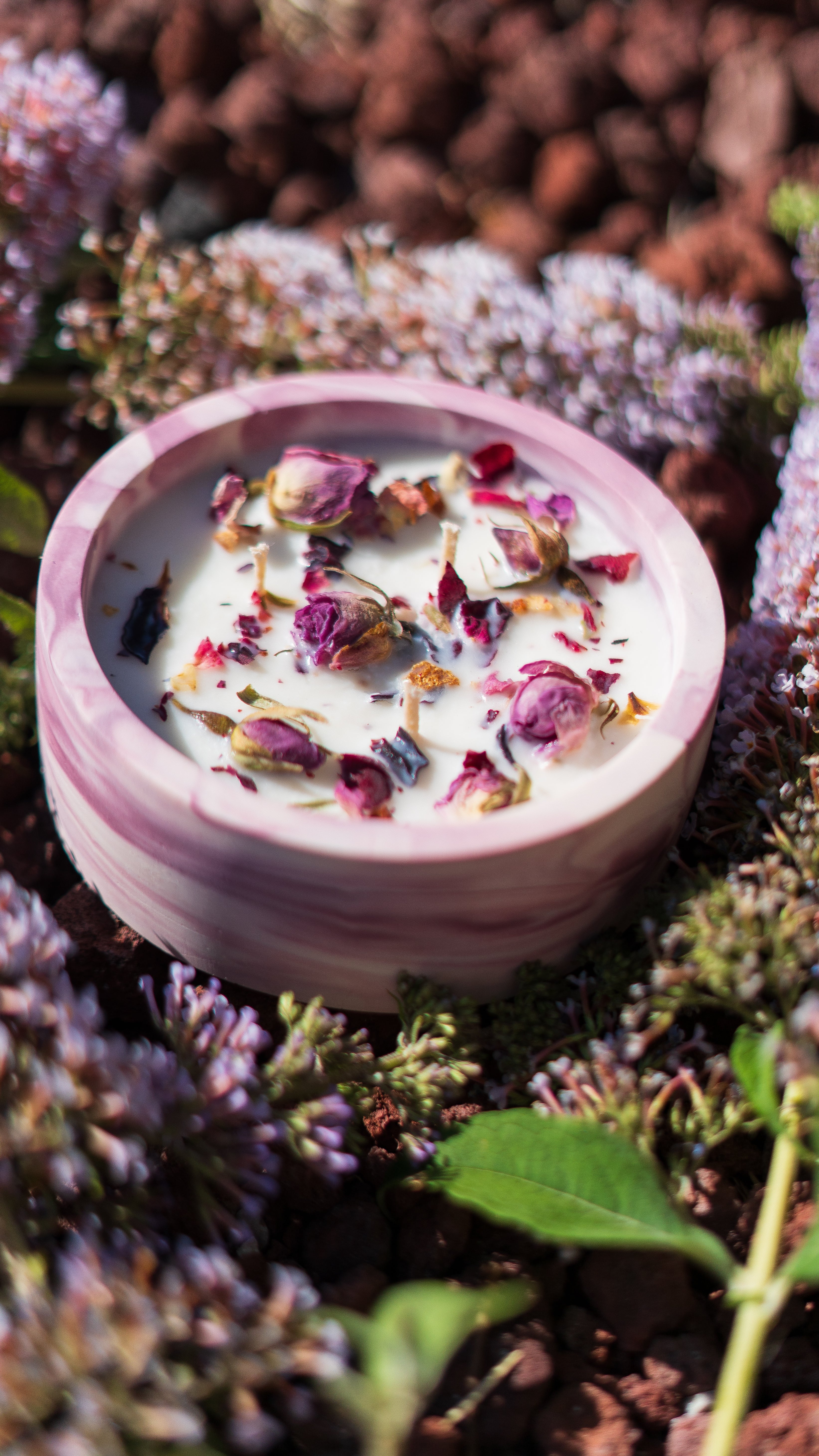 Rose Natural Soy Candle in Plaster Cup