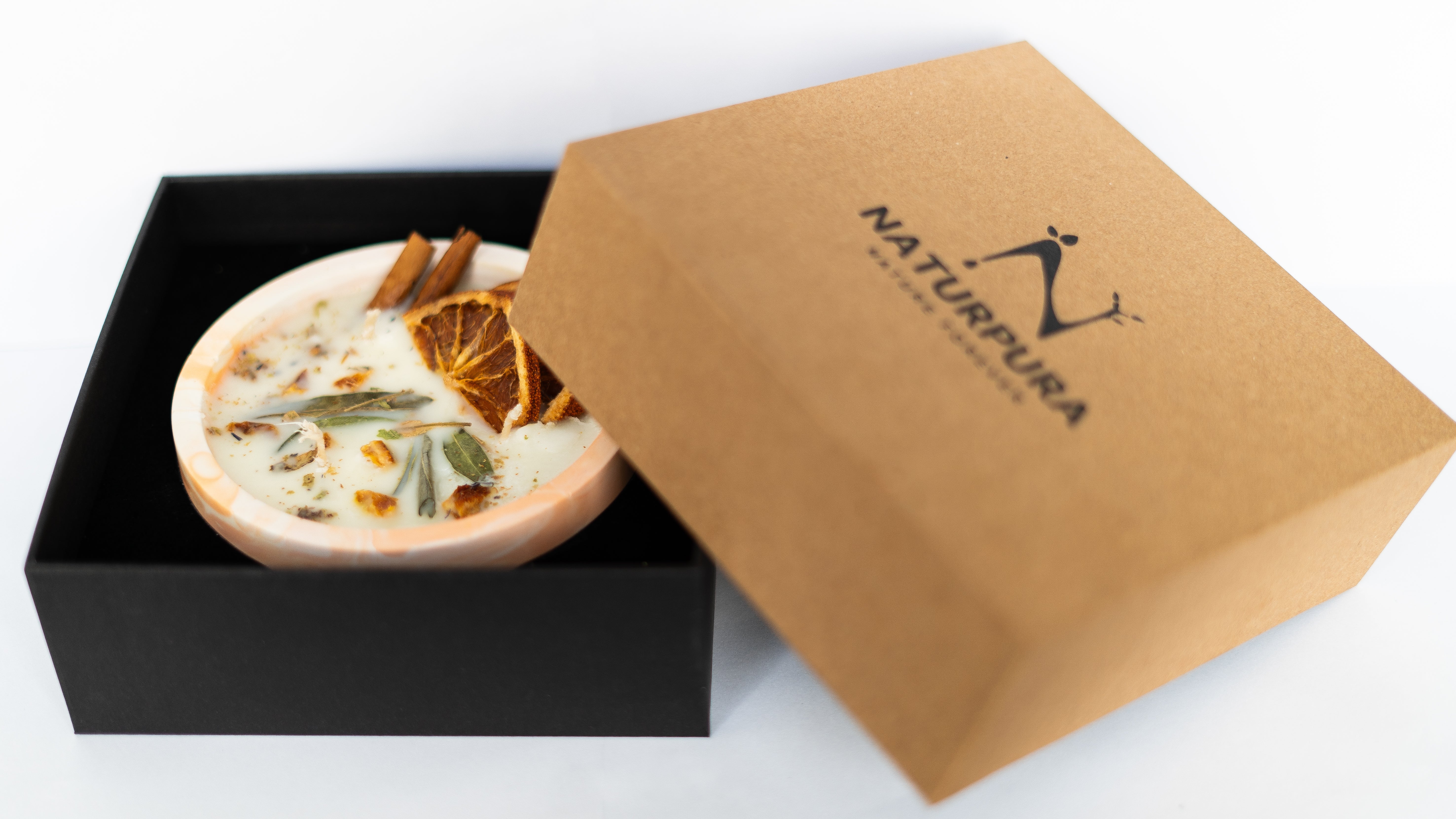 Cinnamon & Orange Natural Soy Candle in Plaster Cup