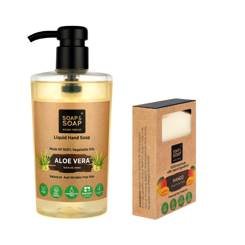 Hydration & Cleanse Duo – Mango Handmade Bar Soap + Aloe Vera Liquid Body Wash 16.9 fl oz