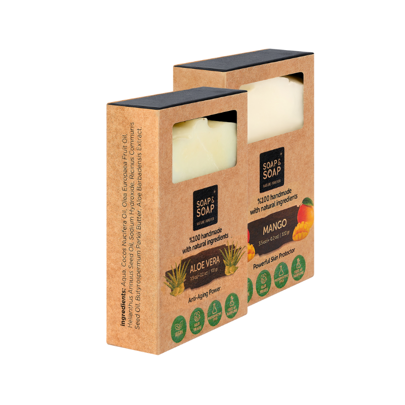 Soap&Soap Hydration & Cleanse Duo – Mango Handmade Bar Soap + Aloe Vera Liquid Body Wash 16.9 fl oz – Natural Daily Skincare Set for Dry & Sensitive Skin